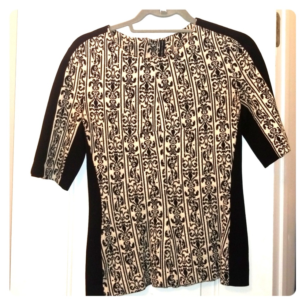 Black and white patterned knit Walter Baker blouse